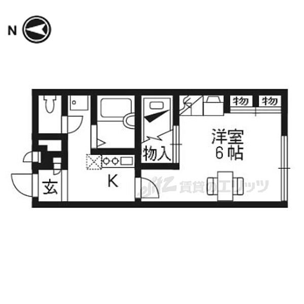 京都府木津川市木津清水(賃貸アパート1K・2階・21.81㎡)の写真 その2