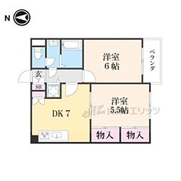 セントアミュー 2DKの間取図画像