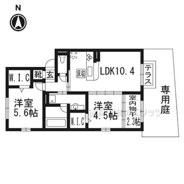 アドヴァンス 106｜京都府京都市伏見区石田森南町(賃貸アパート2LDK・1階・55.00㎡)の写真 その2