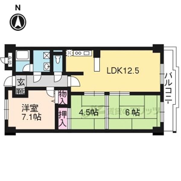 ベルヴィ西浦 603｜京都府宇治市木幡西浦(賃貸マンション3LDK・6階・66.97㎡)の写真 その2