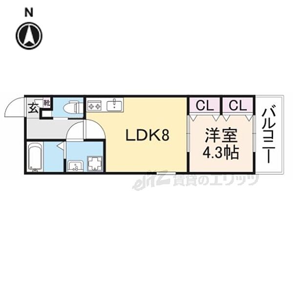 京都府京都市伏見区向島庚申町(賃貸アパート1LDK・2階・31.53㎡)の写真 その2