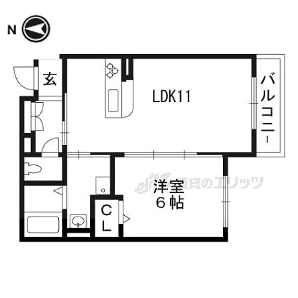 京都府京都市伏見区日野馬場出町(賃貸アパート1LDK・2階・41.52㎡)の写真 その2