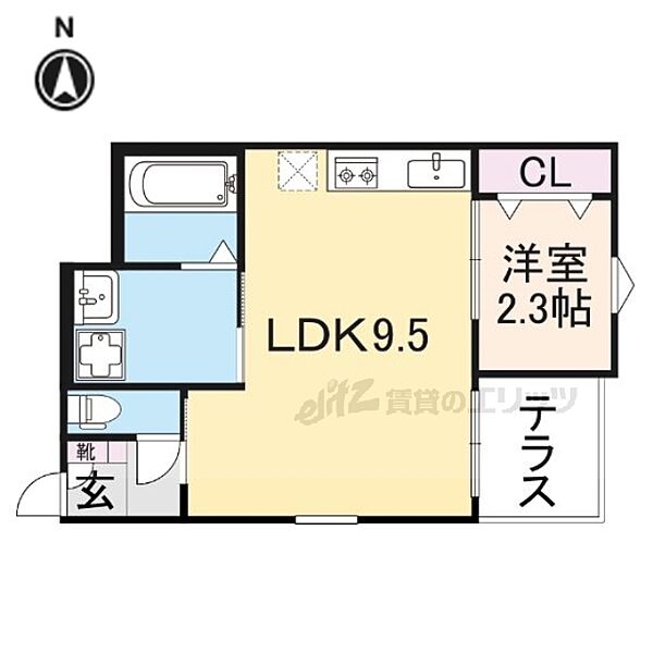 京都府京都市山科区西野山中臣町(賃貸アパート1LDK・1階・28.33㎡)の写真 その2