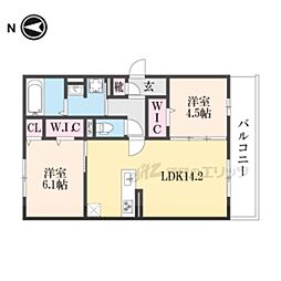 GRAMM奥海印寺EAST 3階2LDKの間取り