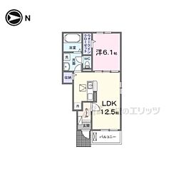 クローバー 1階1LDKの間取り