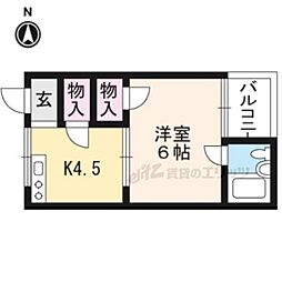 グリーンビラ京都 1DKの間取図画像