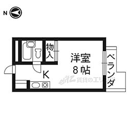 近鉄京都線 大久保駅 徒歩7分の賃貸マンション 3階1Kの間取り