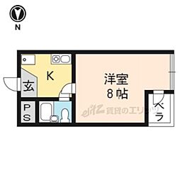 京都市営烏丸線 竹田駅 徒歩5分の賃貸マンション 3階1Kの間取り