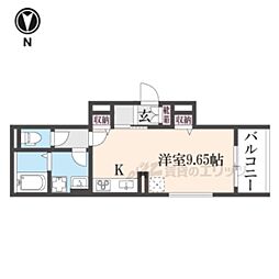 THE CITY京都醍醐 3階1Kの間取り