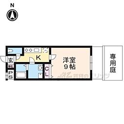 京阪本線 藤森駅 徒歩8分の賃貸マンション 1階1Kの間取り