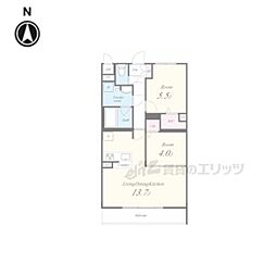JR奈良線 城陽駅 徒歩4分の賃貸マンション 2階2LDKの間取り