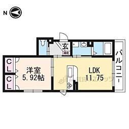 京阪本線 中書島駅 徒歩1分の賃貸マンション 1階1LDKの間取り