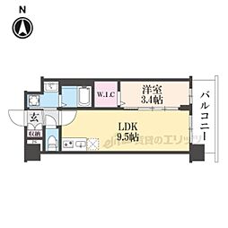 ソルテラス京都JUJO華 3階1LDKの間取り