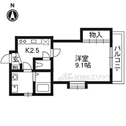 メゾン・ハーモニー 3階1Kの間取り