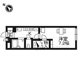 京都地下鉄東西線 石田駅 徒歩6分の賃貸マンション 2階1Kの間取り