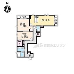 シャーメゾン大樹 2階2LDKの間取り