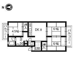 阪急京都本線 西向日駅 徒歩4分の賃貸マンション 3階3DKの間取り