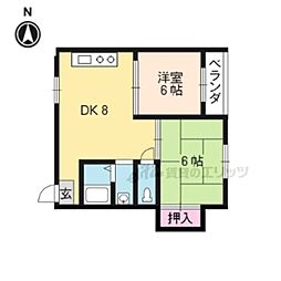 近鉄京都線 久津川駅 徒歩6分の賃貸マンション 2階2DKの間取り