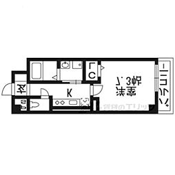 阪急京都本線 東向日駅 徒歩10分の賃貸マンション 3階1Kの間取り