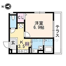 ゲムートリッヒカイト 1Kの間取図画像