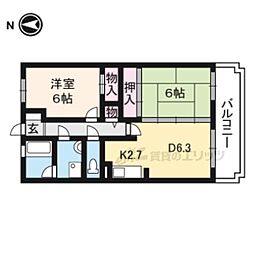 グリーンサム弐番館 2LDKの間取図画像
