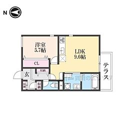 Hygge伏見 1LDKの間取図画像