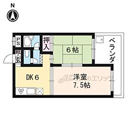 エンブレム城南宮 2DKの間取図画像