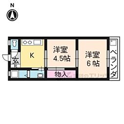 マンション中川 2DKの間取図画像