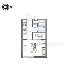 レオパレス大徳B 1Kの間取図画像