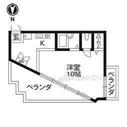 シェルマンション 1Kの間取図画像