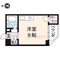パレHSP ワンルームの間取図画像