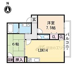 ジュネスドヌール 2LDKの間取図画像