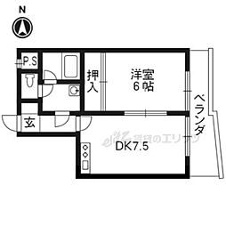 エンブレム城南宮 1DKの間取図画像