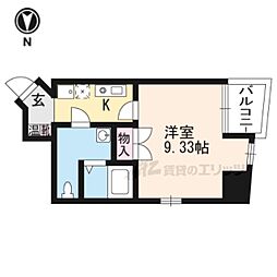 エスポワール椥辻 1Kの間取図画像