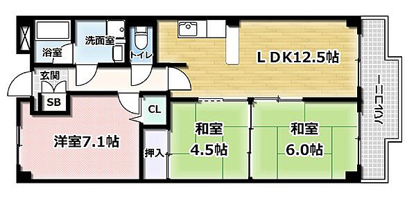 ベルヴィ西浦 404｜京都府宇治市木幡西浦(賃貸マンション3LDK・4階・66.97㎡)の写真 その2