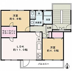 真砂一丁目団地1-11-14 2LDKの間取図画像