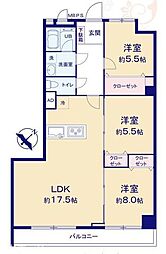 興人浦安マンション 3LDKの間取図画像