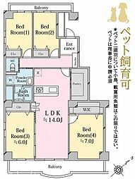 シーサイド真砂2号棟 4LDKの間取図画像