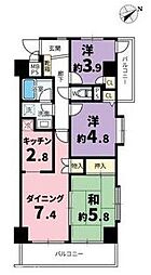 ガーデンプラザ津田沼 3DKの間取図画像
