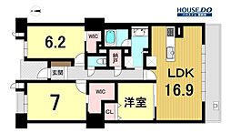 ヴィークタワー東白壁 3LDKの間取図画像
