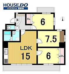 カーサ東泉 3LDKの間取図画像