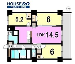 覚王山田代コーポラスB棟 3LDKの間取図画像