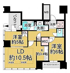 ザ・ファインタワー大手前 2LDKの間取図画像