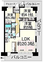 ファインクォーターシティ 3LDKの間取図画像