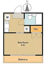 ハイム尾嵜小金井A棟 1階1Kの間取り