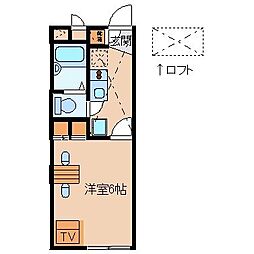 レオパレスサンライズII 1階1Kの間取り