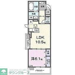 アウル吉祥寺南 2階1LDKの間取り