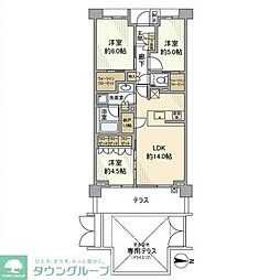 バウス武蔵境 1階3LDKの間取り