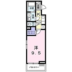 シェリール 2階1Kの間取り
