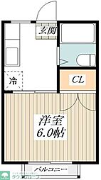 ラベンダーハイツ 2階1Kの間取り